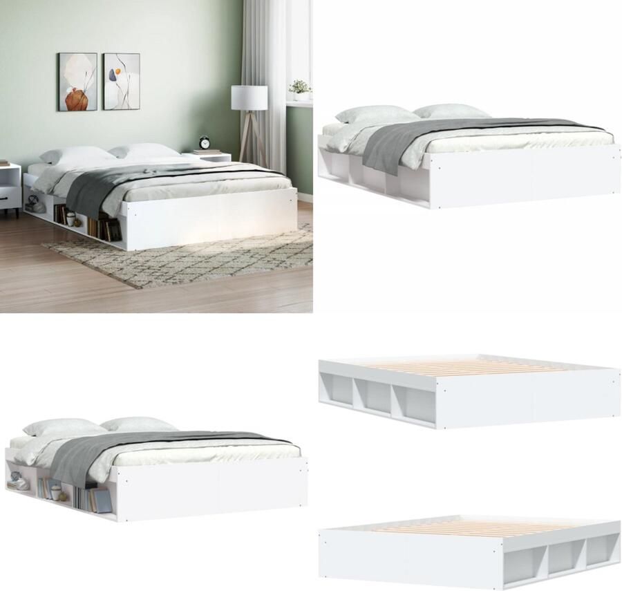 VidaXL Bedframe wit 140x190 cm Bedframe Bed Bedbodem