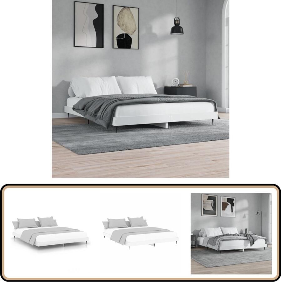 VidaXL Bedframe Wit 140x200 cm Bewerkt hout Slaapcomfort Bed Frame Tweepersoonsbed Houten Bed Witte Bed Bedroom Furniture