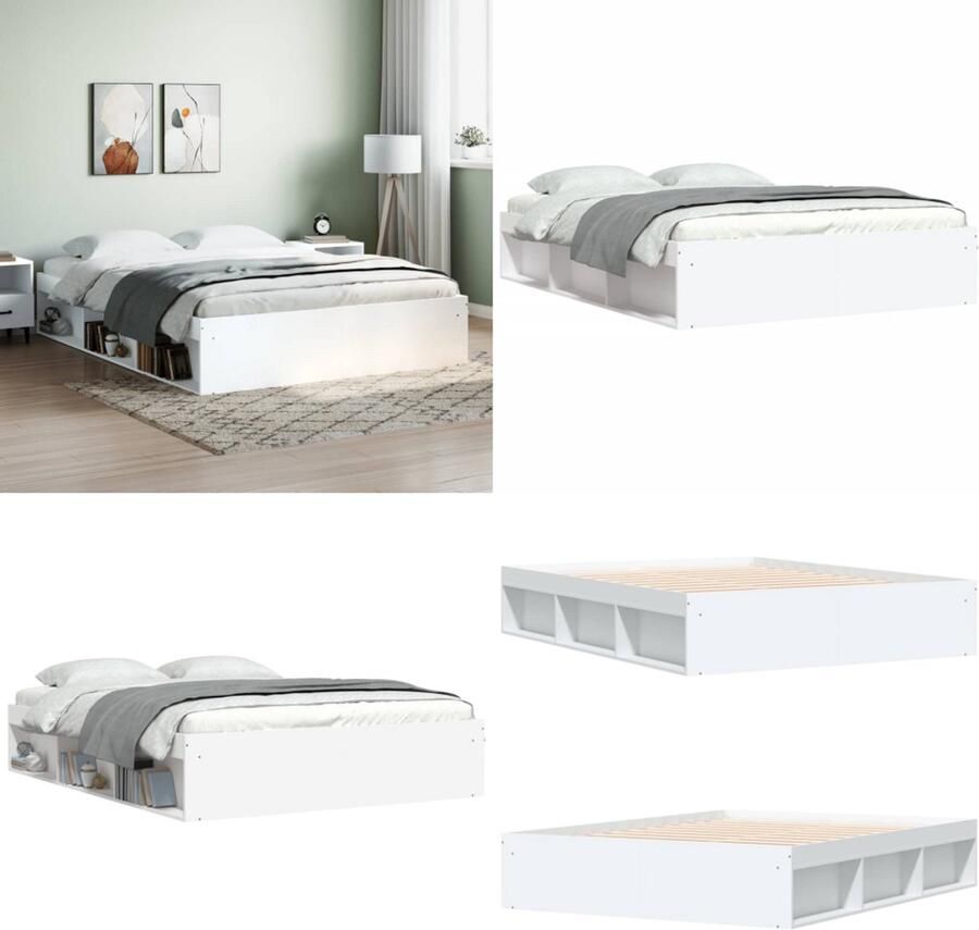 VidaXL Bedframe wit 150x200 cm King Size Bedframe Bed Bedbodem