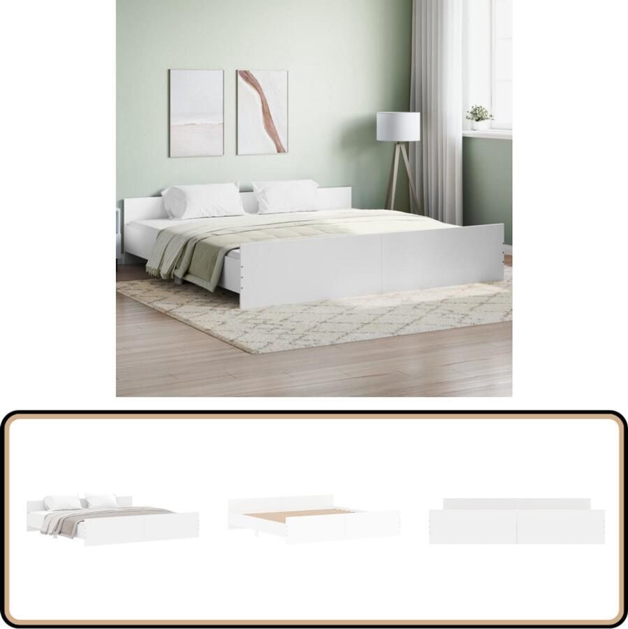 VidaXL Bedframe Wit 180x200 cm Hout Slaapcomfort Houten Bed Frame Wit Bed Tweepersoons Bed Boxspring Bed