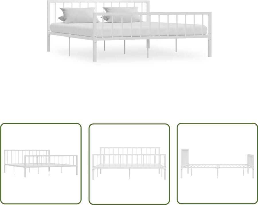 VidaXL Bedframe Wit 180x200 cm Metaal Metalen Bed Frame Klassieke Bed Tweepersoonsbed Witte Bed Frame Kopen Slaapcomfort Stevige Bedconstructie Metalen Lattenbodem Eenvoudig Te Monteren