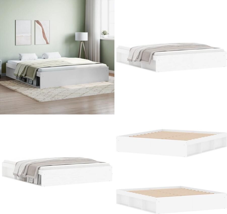 VidaXL Bedframe wit 180x200 cm Super King Size Bedframe Bed Bedbodem