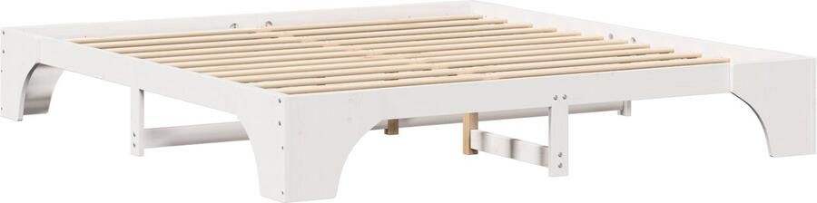 VidaXL Bed Frame Wit Massief hout 200 x 200 cm Minimalistisch