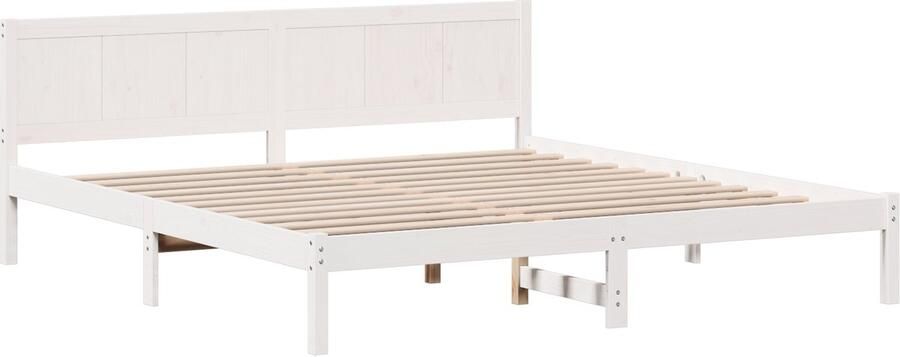 VidaXL Wit Grenen Houten Bedframe Wit Massief Hout Kingsize Duurzaam
