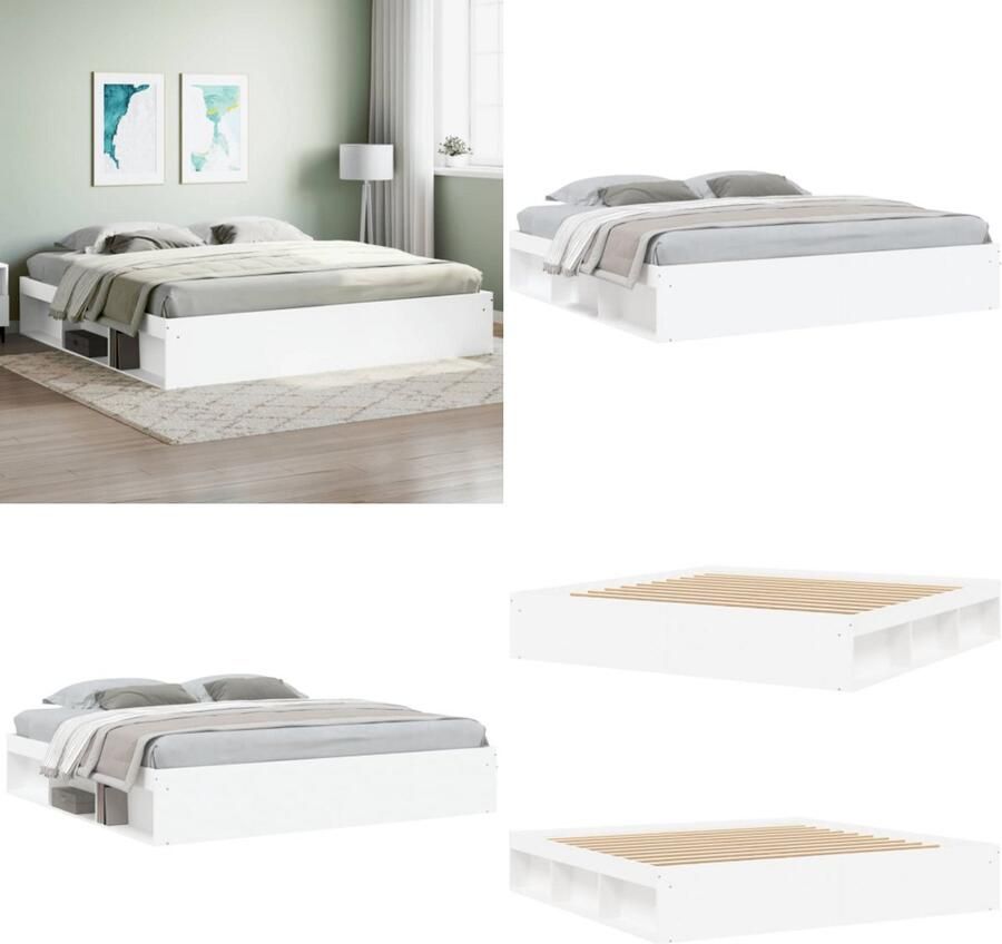 VidaXL Bedframe wit 200x200 cm Bedframe Bed Bedbodem