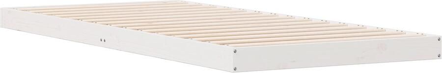 VidaXL Vloerbed Frame Wit 80x210 cm Solid Hout Grond