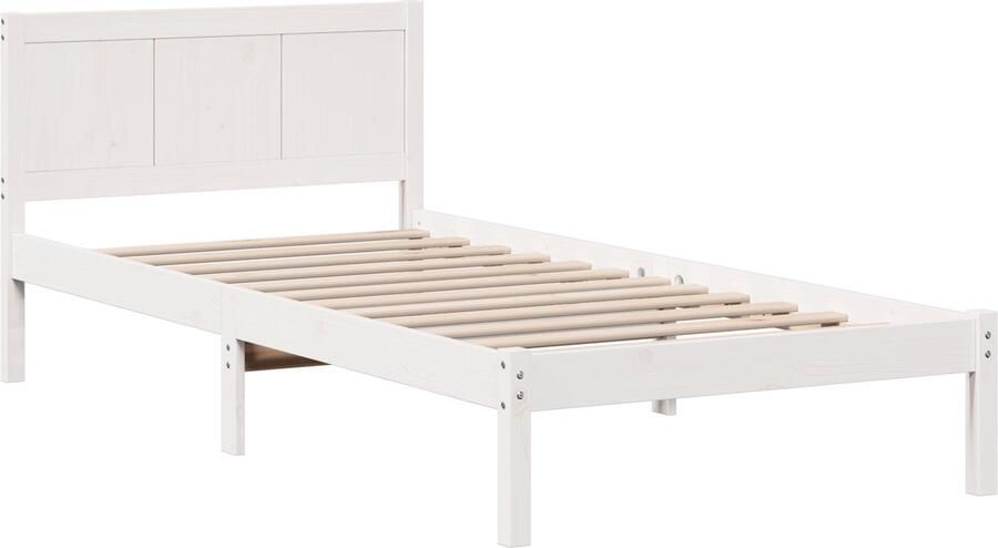 VidaXL Grenen Houten Bedframe Wit Massief Grenenhout 80 x 200 cm
