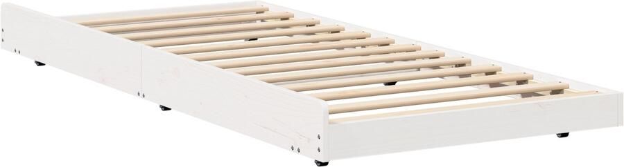 VidaXL Stapelbed met Wielen Wit 90x190 cm massief Vurenhout