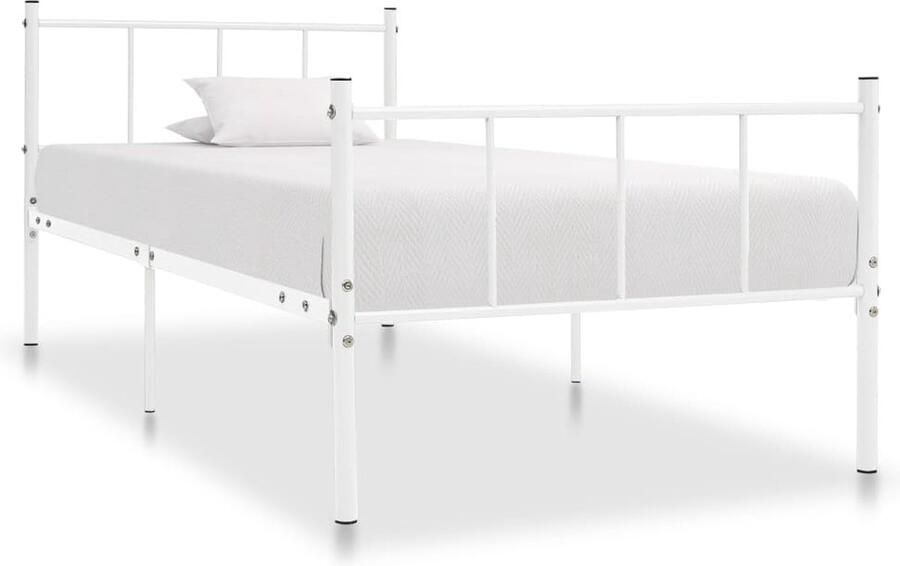 VidaXL Bedframe Wit 90x200 cm Duurzaam & Elegant Metalen Bed Frame Bed Frame Wit Enkel Bed Frame 90x200 Slatted Bed Base Bed Frame Kopen - Foto 3