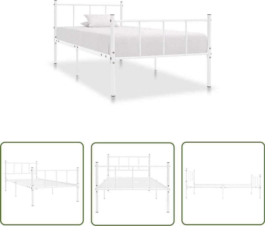 VidaXL Bedframe Wit 90x200 cm Duurzaam & Elegant Metalen Bed Frame Bed Frame Wit Enkel Bed Frame 90x200 Slatted Bed Base Bed Frame Kopen - Foto 2