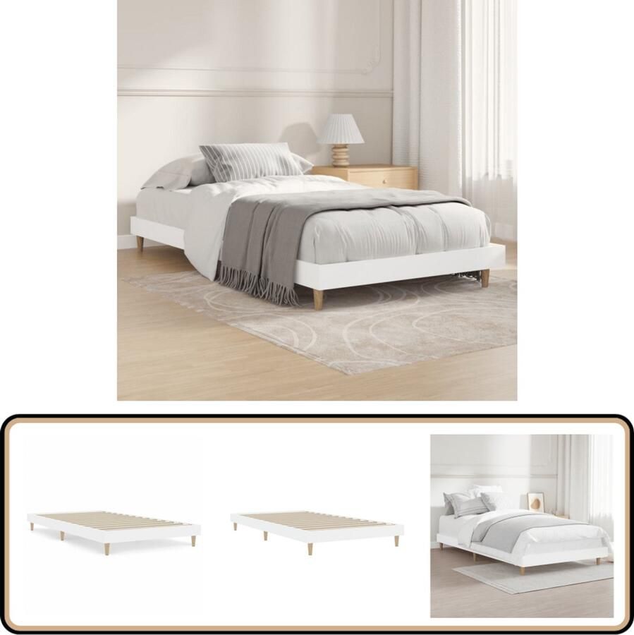 VidaXL Bedframe Wit 90x200 cm Hout Slaapkamer Meubels Houten Bed Frame Tweepersoons Bed Wit Bed Frame Bed Frame 90x200