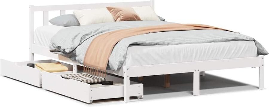 VidaXL Bedframe Wit Grenenhout 140x190 cm