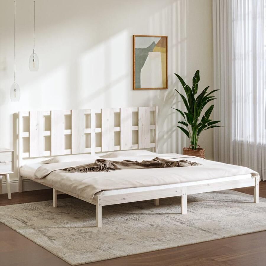 VidaXL Bedframe Wit Massief Grenen 180x200 cm Houten Bed Frame Massief Grenenhout Bed Frame Wit King Size Bed Tweepersoons Bed Modern Bed Frame - Foto 2