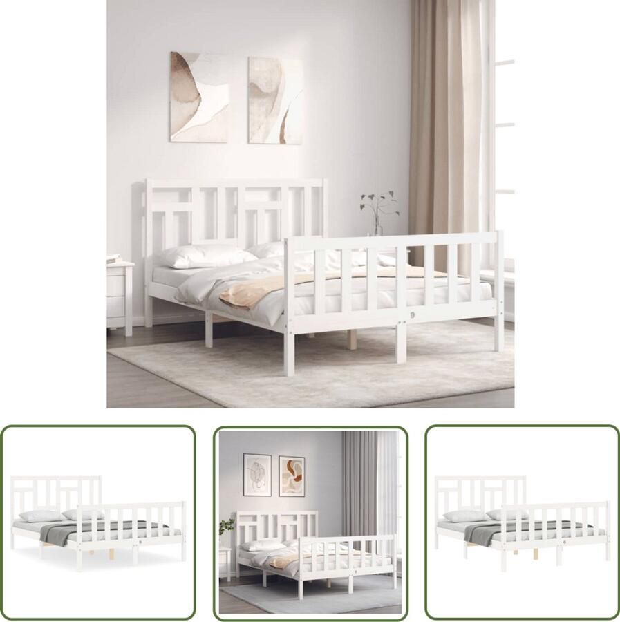 VidaXL Bedframe Wit Massief Grenenhout 120x200 cm Massief Hout Bed Frame Grenenhout Bed Wit Bed Tweepersoons Bed Boxspring Bed Slaapkamer Meubels