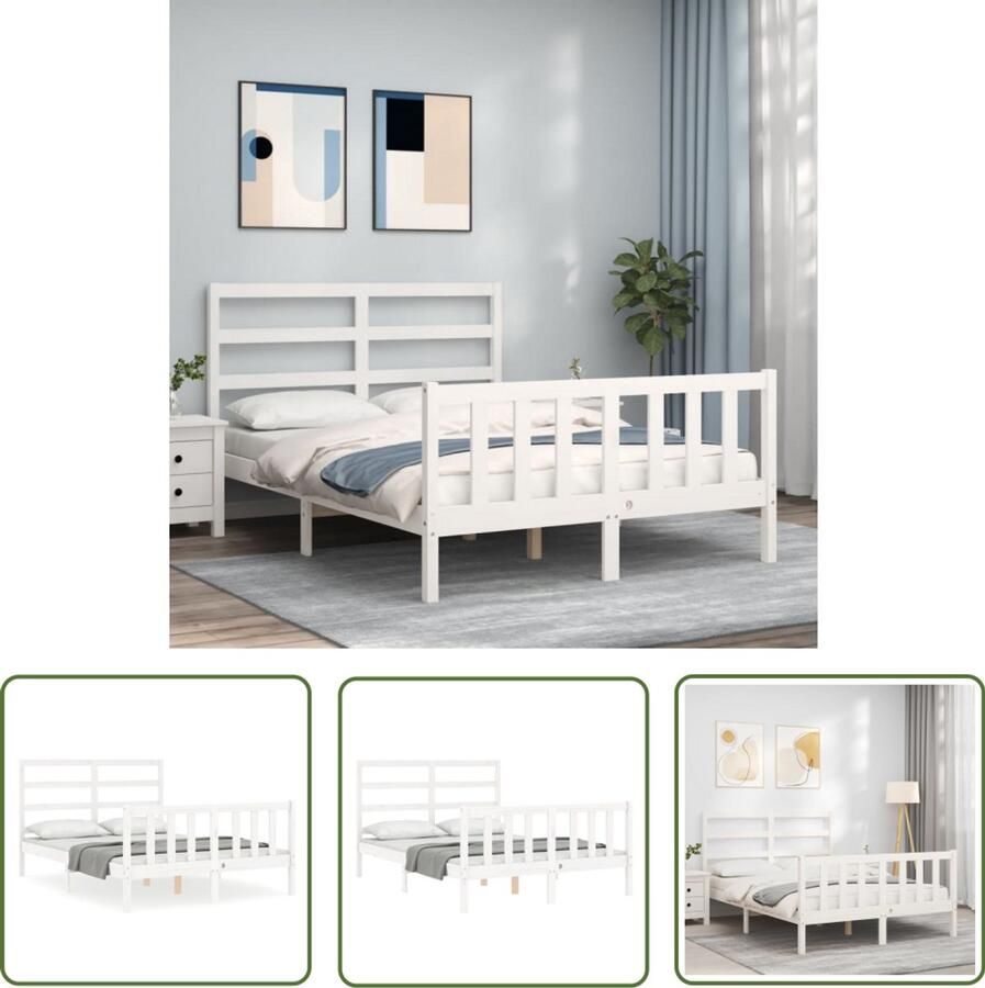 VidaXL Bedframe Wit Massief grenenhout 120x200 cm Massief Hout Bed Frame Wit Bed Frame Grenenhout Bed Frame King Size Bed Frame Boxspring Bed Frame