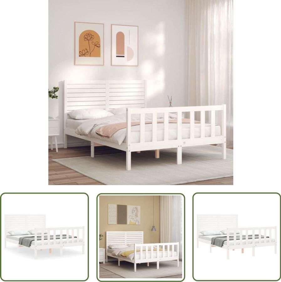 VidaXL Bedframe Wit Massief Grenenhout 120x200 cm Massief Hout Bed Frame Wit Bed Frame Grenenhout Bed Frame Tweepersoons Bed Frame Boxspring Bed Frame Slaapkamer Meubels