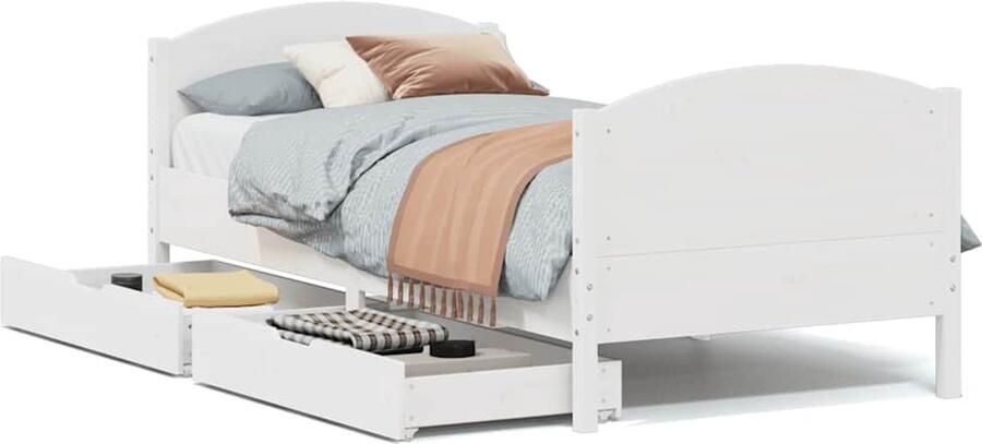 VidaXL Bedframe Wit Massief Grenenhout 90x190 cm