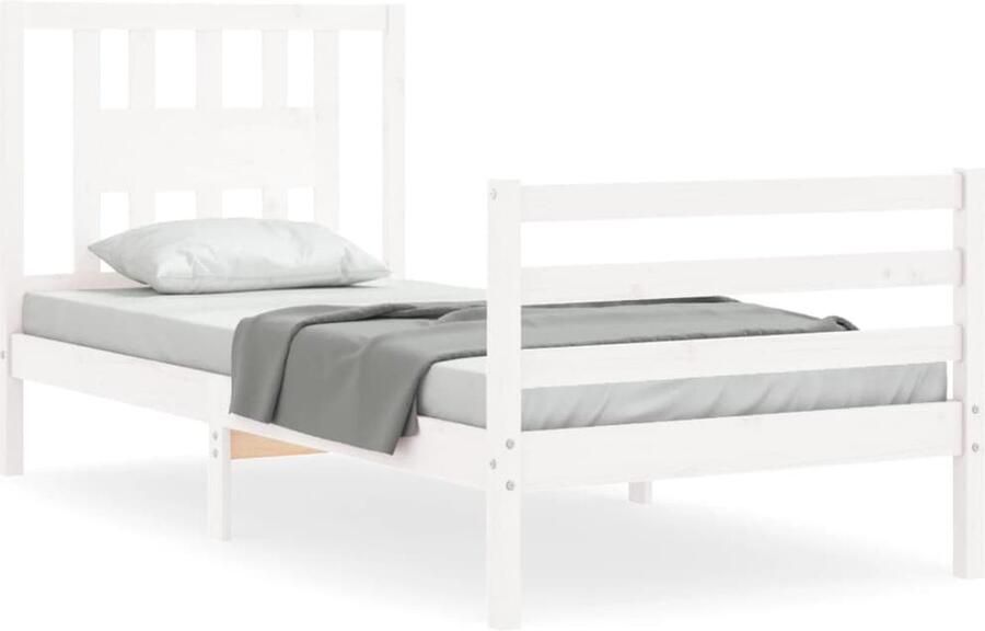 VidaXL Bedframe Wit Massief Grenenhout 90x200 cm Massief Hout Bed Frame Grenenhouten Bed Wit Bed Tweepersoons Bed Enkel Bed Slaapcomfort Bedroom Furniture - Foto 2