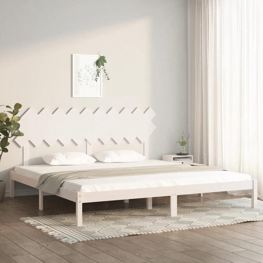 VidaXL Bedframe Wit Massief hout 200x200 cm Modern Bed Frame Wooden Bed Frame Grenenhouten Bed King Size Bed White Bed Frame Bedroom Furniture - Foto 2