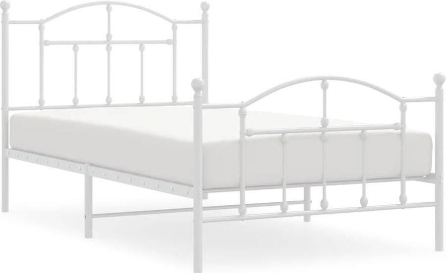 VidaXL Bedframe Wit Metaal 100x190 cm Robuust Bed Frame Klassiek Bed Metalen Bed Wit Bed Slaapcomfort Bedstede Boxspring - Foto 2