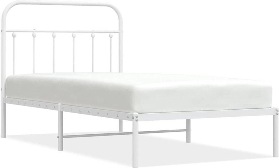 VidaXL Bedframe Wit Metaal 100x190 cm Robuust Bed Frame Klassiek Bedframe Houten Bed Frame Wit Bed Frame Staal Bed Frame Eenpersoons Bed Tweepersoons Bed - Foto 3