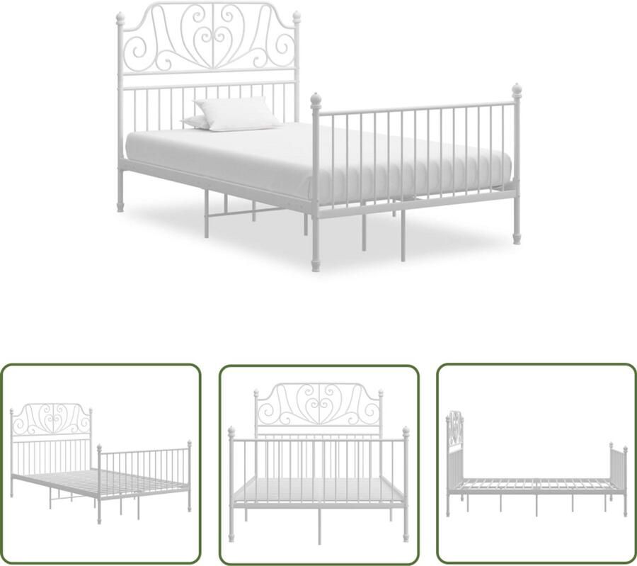 VidaXL Bedframe Wit Metaal 120x200 cm Metalen Bed Frame Wit Bed Frame Tweepersoons Bed Boxspring Bed Slaapcomfort Stapelbare Bedden Design Bed Modern Bed Minimalistisch Bed Budgetvriendelijk Bed Eenvoudig Te Monteren Bed - Foto 2