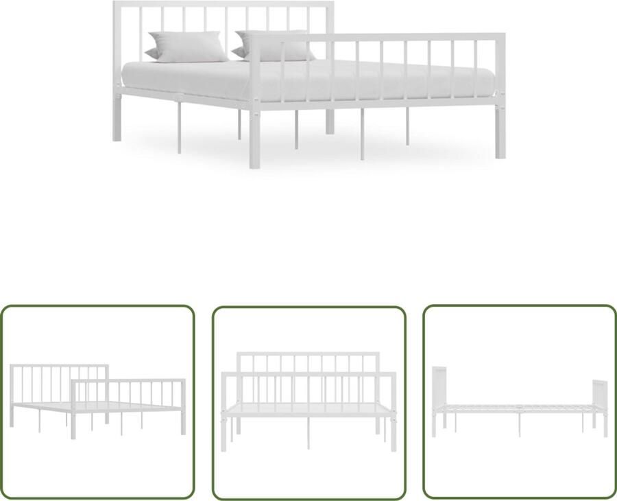 VidaXL Bedframe Wit Metaal 140x200 cm Metalen Bed Frame Tweepersoons Bed Wit Bed Classic Bed Frame Kopen Slaapcomfort Houten Bed Frame Design Bed Luxe Bed - Foto 2
