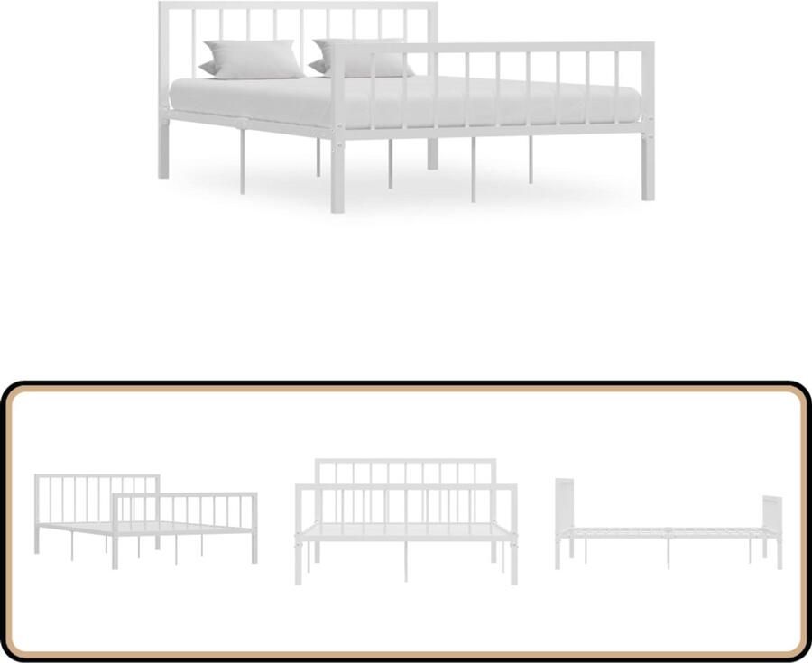 VidaXL Bedframe Wit Metaal 140x200 cm Metalen Bed Frame Tweepersoons Bed Wit Bed Classic Bed Frame Kopen Slaapcomfort Houten Bed Frame Design Bed Luxe Bed