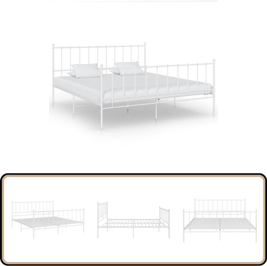 VidaXL Bedframe Wit Metaal 140x200 cm Tweepersoons Bed Metalen Bed Frame Witte Bed Frame Slaapcomfort Bed Voor Volwassenen Luxe Bed Design Bed Modern Bed Eenvoudig Te Monteren Stabiel Bed