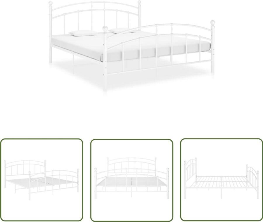 VidaXL Bedframe Wit Metaal 180x200 cm Metalen Bedframe Tweepersoonsbed Bedframe Wit Bed Kopen Boxspring Hoofdbord Slatted Base