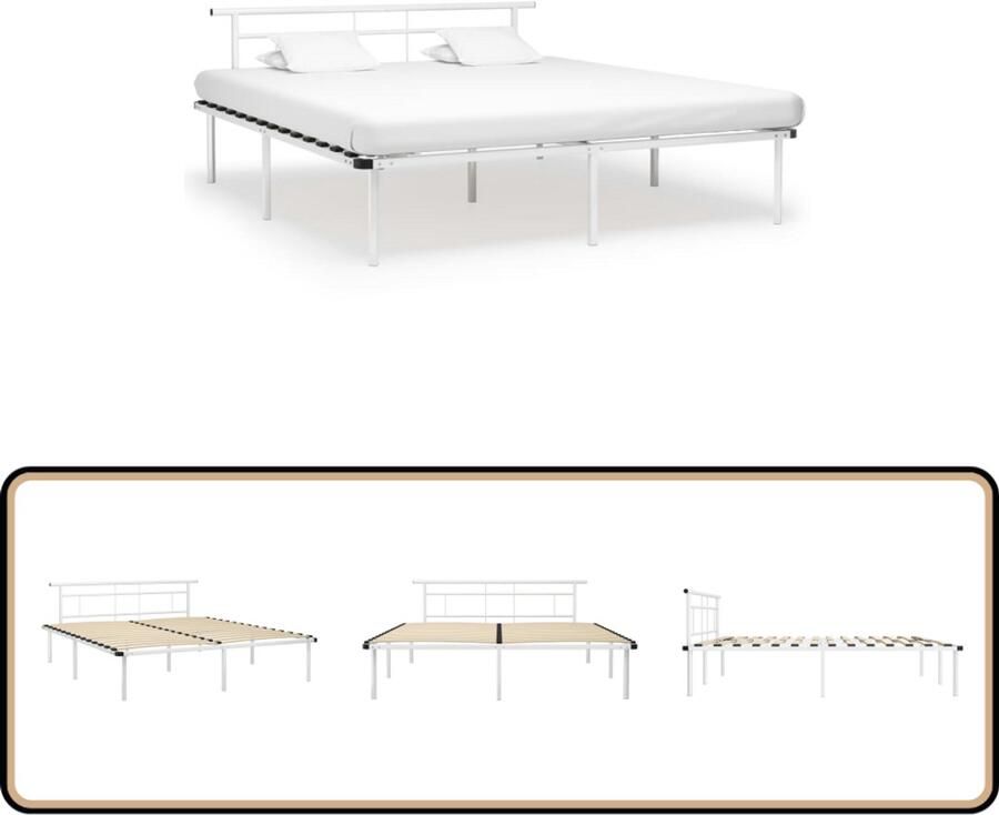 VidaXL Bedframe Wit Metaal 200x200 cm Metalen Bedframe Tweepersoonsbed Bed Kopen Witte Bedframe Klassiek Bed
