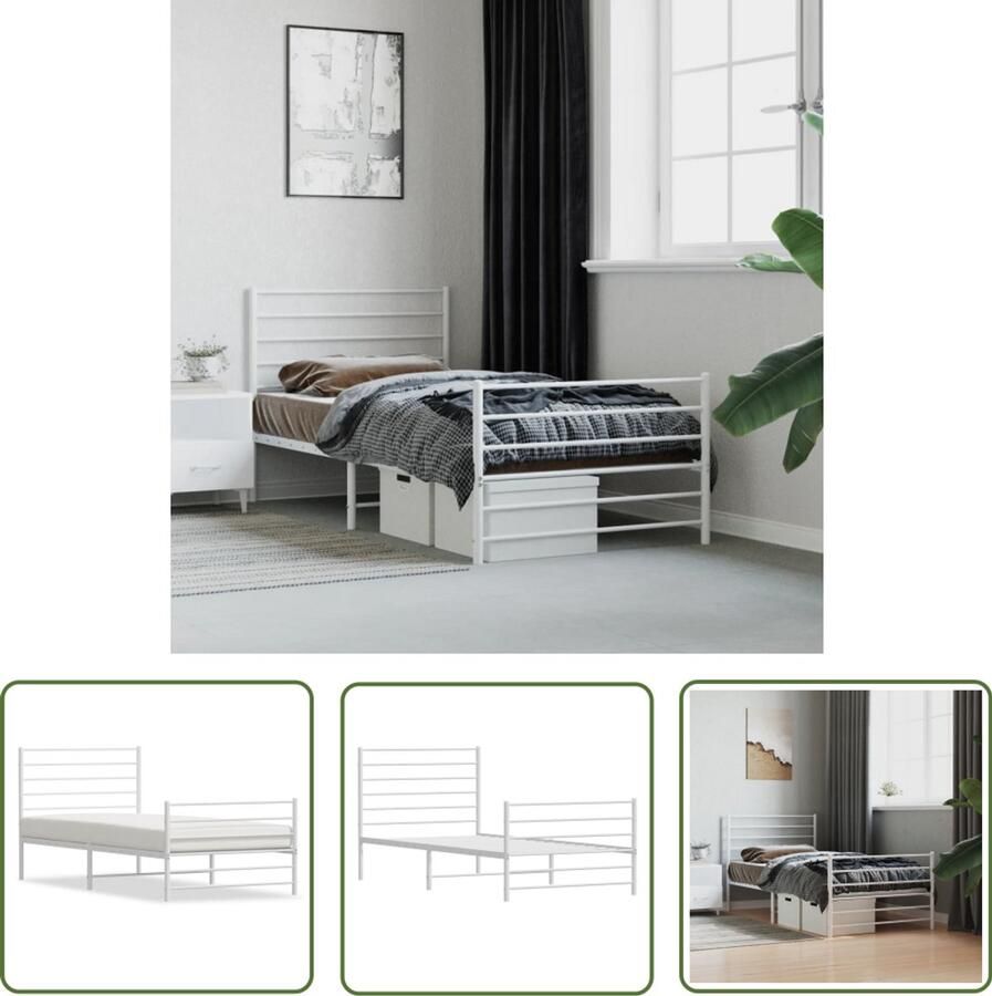 VidaXL Bedframe Wit Metaal 80x200 cm Robuust Bedframe Klassiek Bed Wit Bed Metalen Bed Staal Bed 80x200 Boxspring Bed