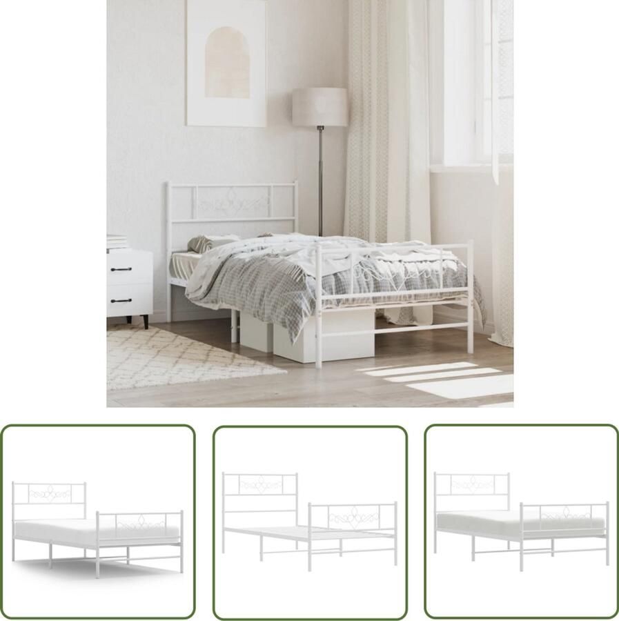 VidaXL Bedframe Wit Metaal 80x200 cm Robuust Bedframe Metalen Bedframe Wit Bedframe 80x200 Staal Bedframe