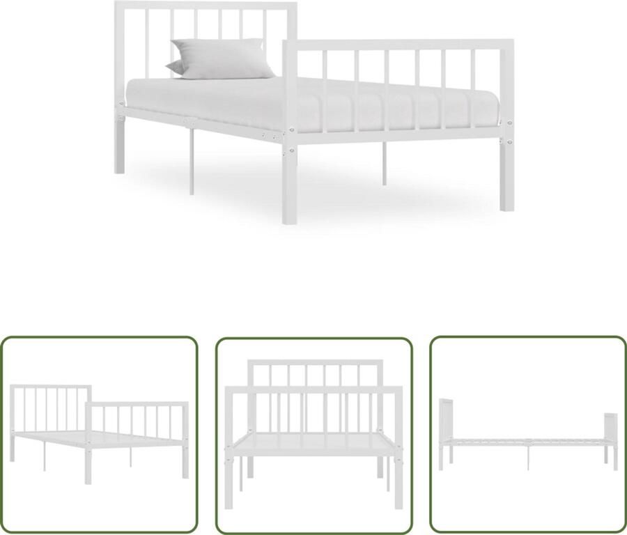 VidaXL Bedframe Wit Metaal 90x200 cm Metalen Bedframe Klassieke Bed Wit Bedframe Eenpersoonsbed Bed Kopen Slaapkamer Meubels
