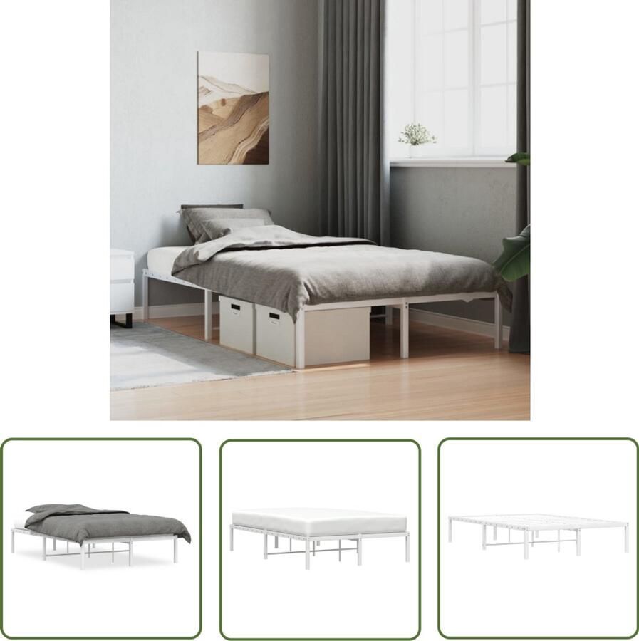 VidaXL Bedframe Wit Metalen Bedframe metaal wit 120x200 cm Bedframe 120x200 Staal Bedframe Slaapkamerstijl