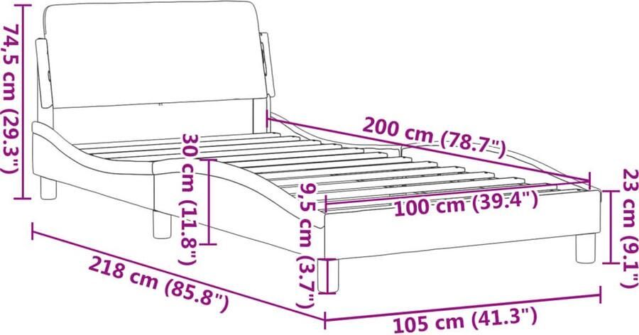VidaXL -Bedframe-met-hoofdeinde-fluweel-donkergroen-100x200-cm - Foto 5