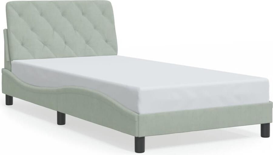 VidaXL -Bedframe-met-hoofdeinde-fluweel-lichtgrijs-100x200-cm
