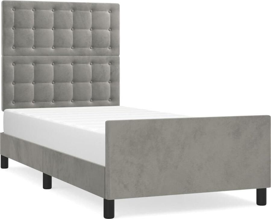VidaXL -Bedframe-met-hoofdeinde-fluweel-lichtgrijs-100x200-cm - Foto 4