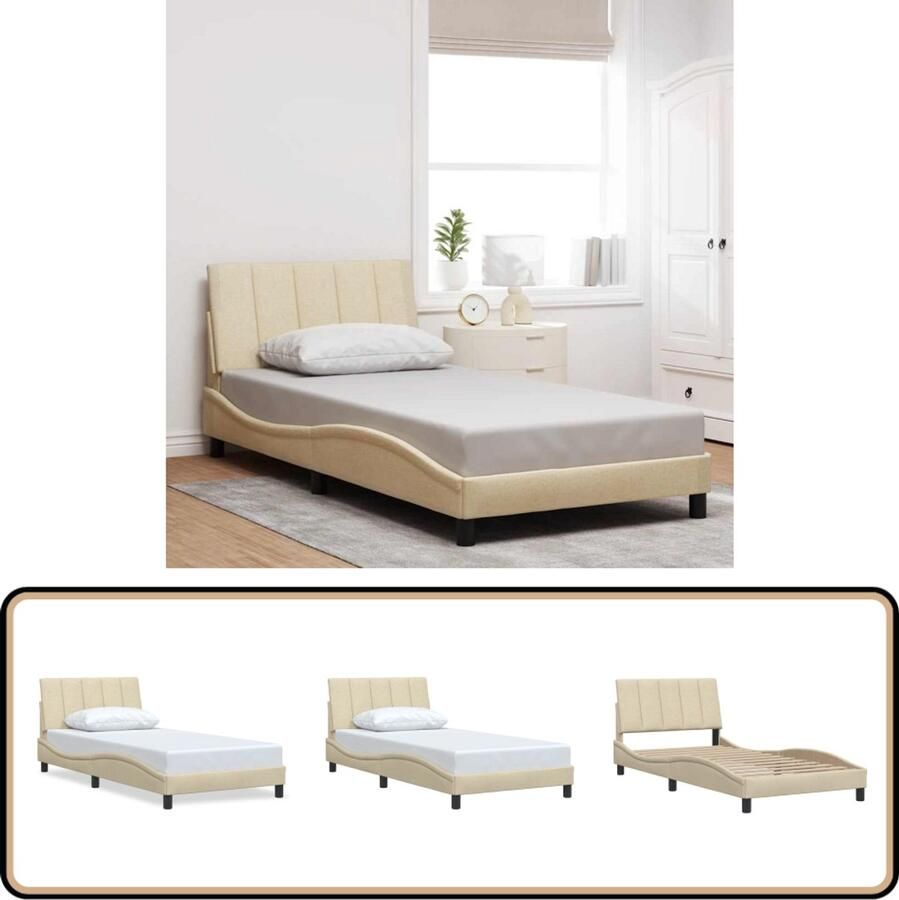 VidaXL Bedframe zonder matras 100x200 cm stof crèmekleurig
