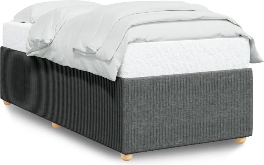 VidaXL Bedframe zonder matras 100x200 cm stof donkergrijs