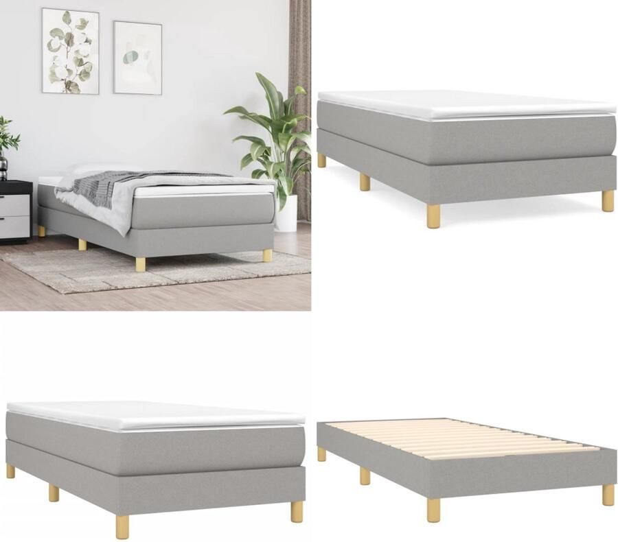 VidaXL Bedframe zonder matras 100x200 cm stof lichtgrijs Bedframe Bedframes Slaapmeubel Bedbodem