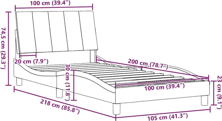VidaXL Bedframe zonder matras Hanko 100x200 cm stof taupe - Foto 2
