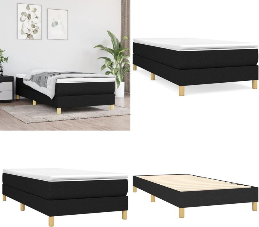 VidaXL Bedframe zonder matras 100x200 cm stof zwart Bedframe Bedframes Slaapmeubel Bedbodem