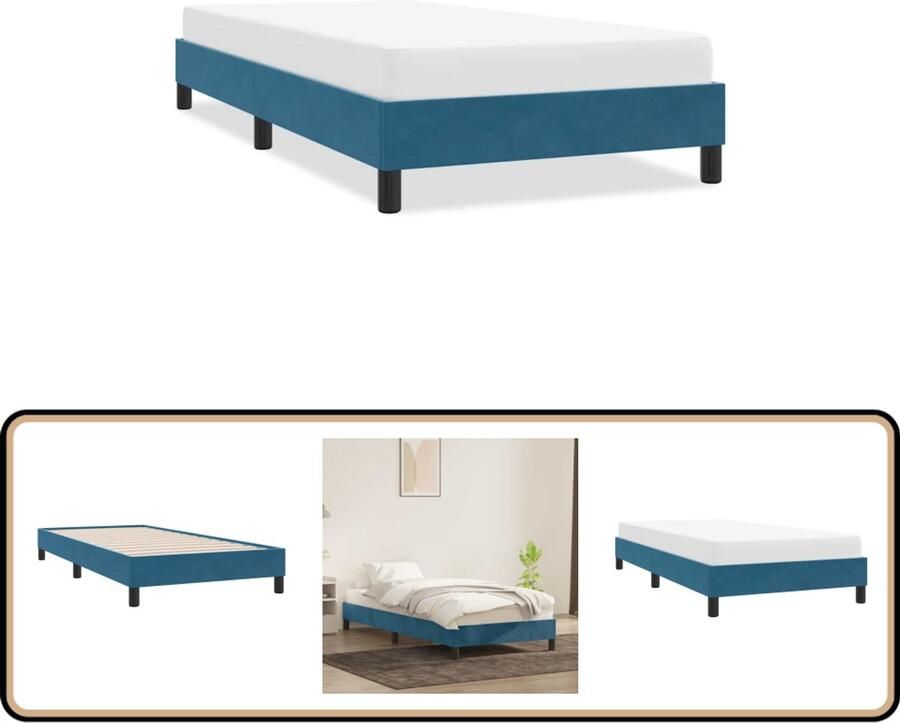 VidaXL Bedframe zonder matras 100x220 cm fluweel donkerblauw