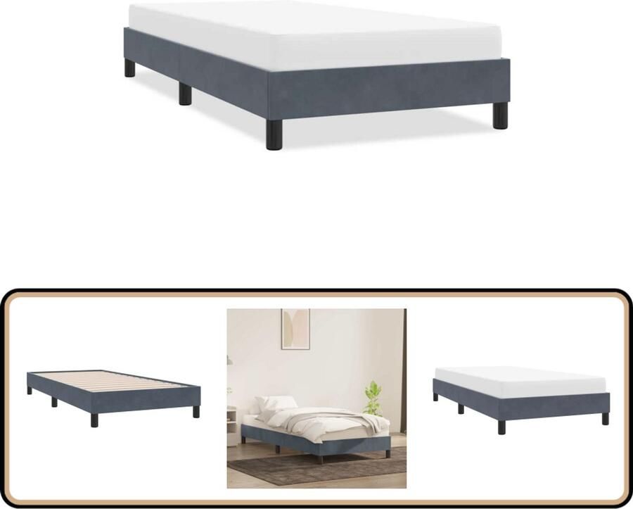 VidaXL Bedframe zonder matras 100x220 cm fluweel donkergrijs