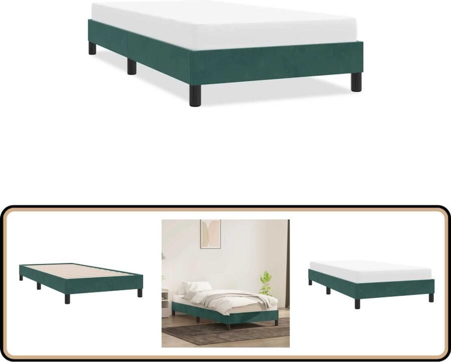 VidaXL Bedframe zonder matras 100x220 cm fluweel donkergroen
