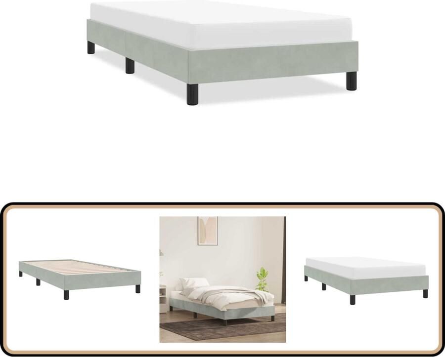 VidaXL Bedframe zonder matras 100x220 cm fluweel lichtgrijs