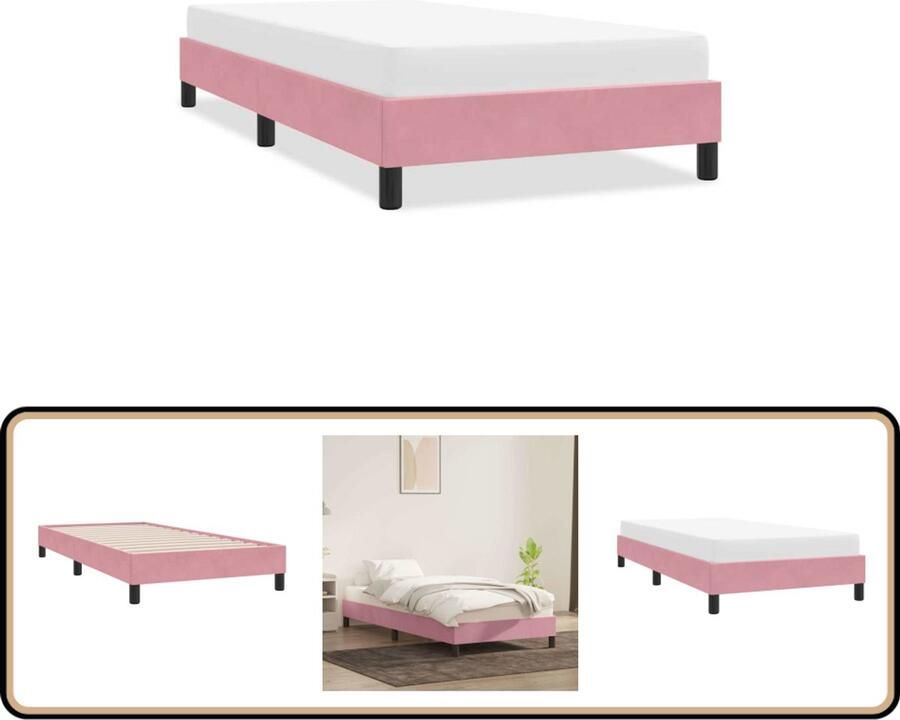 VidaXL Bedframe zonder matras 100x220 cm fluweel roze