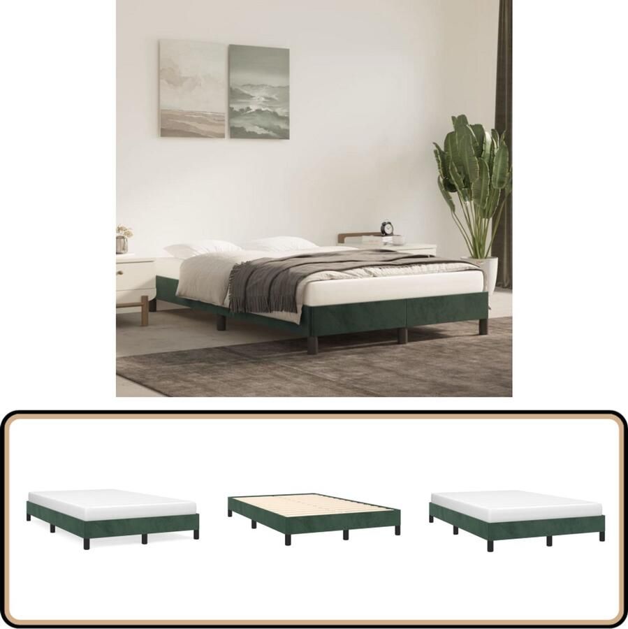 VidaXL Bedframe zonder matras 120x190 cm fluweel donkergroen - Foto 2
