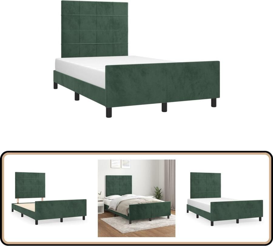 VidaXL Bedframe zonder matras 120x190 cm fluweel donkergroen - Foto 3